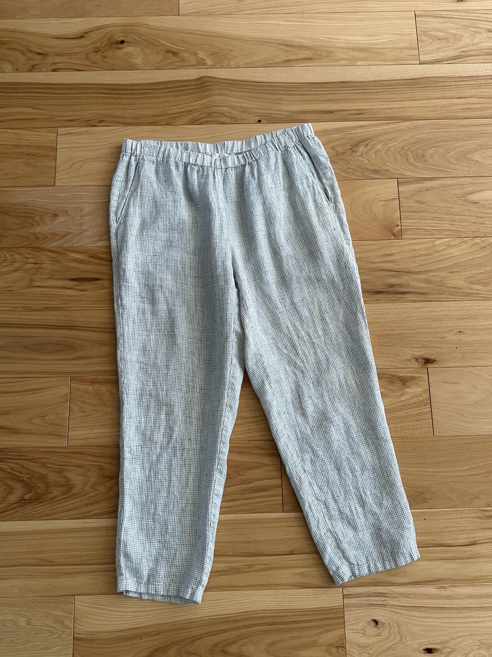 Eileen Fisher Linen Pants - Black White Grid Print - XS